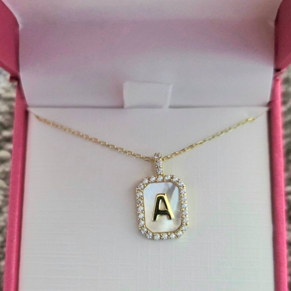 Charlotte & Lexi Letter "A" Necklace, 14K Gold Plated Sterling Silver